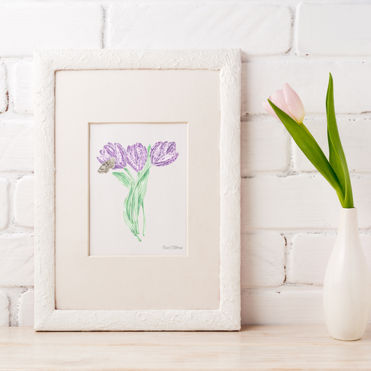 Letter T Floral Initial Art Print