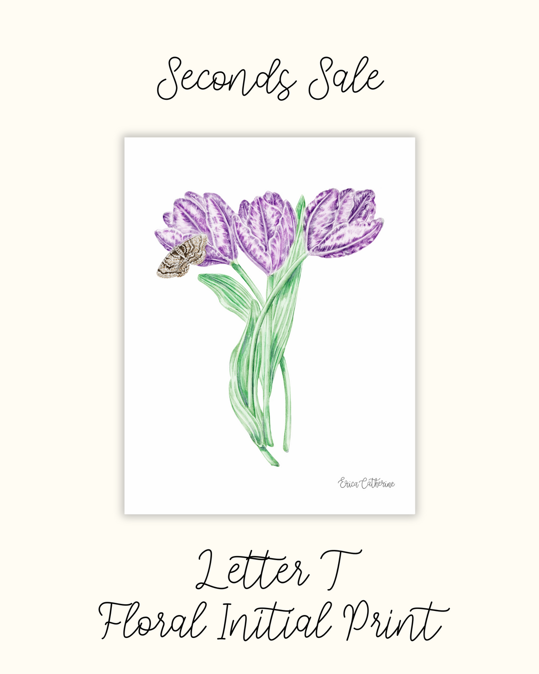 Letter T Floral Alphabet Print - Seconds Print