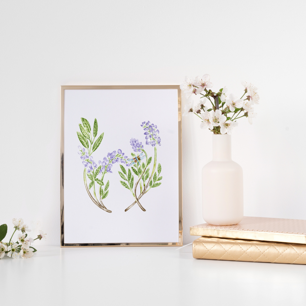 Letter W Initial Art Print