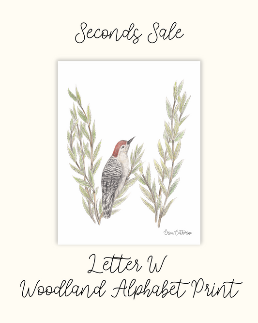Letter W Woodland Initial Print - Seconds Sale