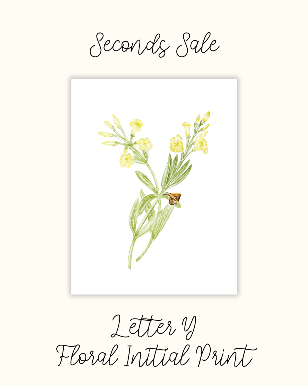 Letter Y Floral Initial Print - Seconds Sale