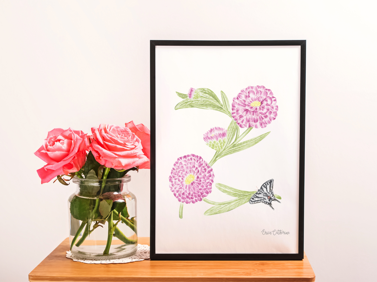 Letter Z Floral Initial Art Print