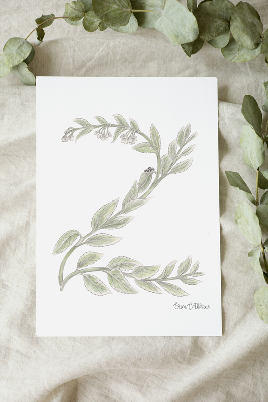 Letter Z Woodland Alphabet Fine Art Print