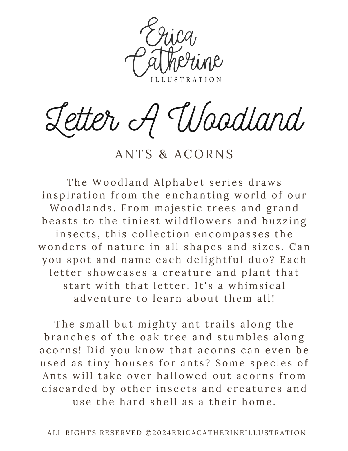 Letter A Woodland Alphabet Fine Art Print