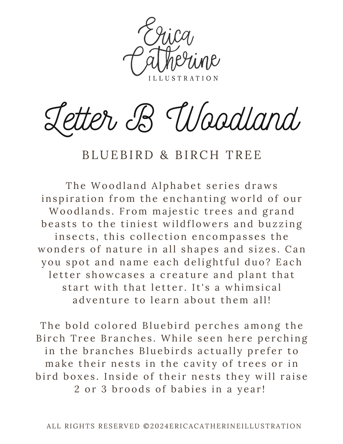 Letter B Woodland Alphabet Fine Art Print