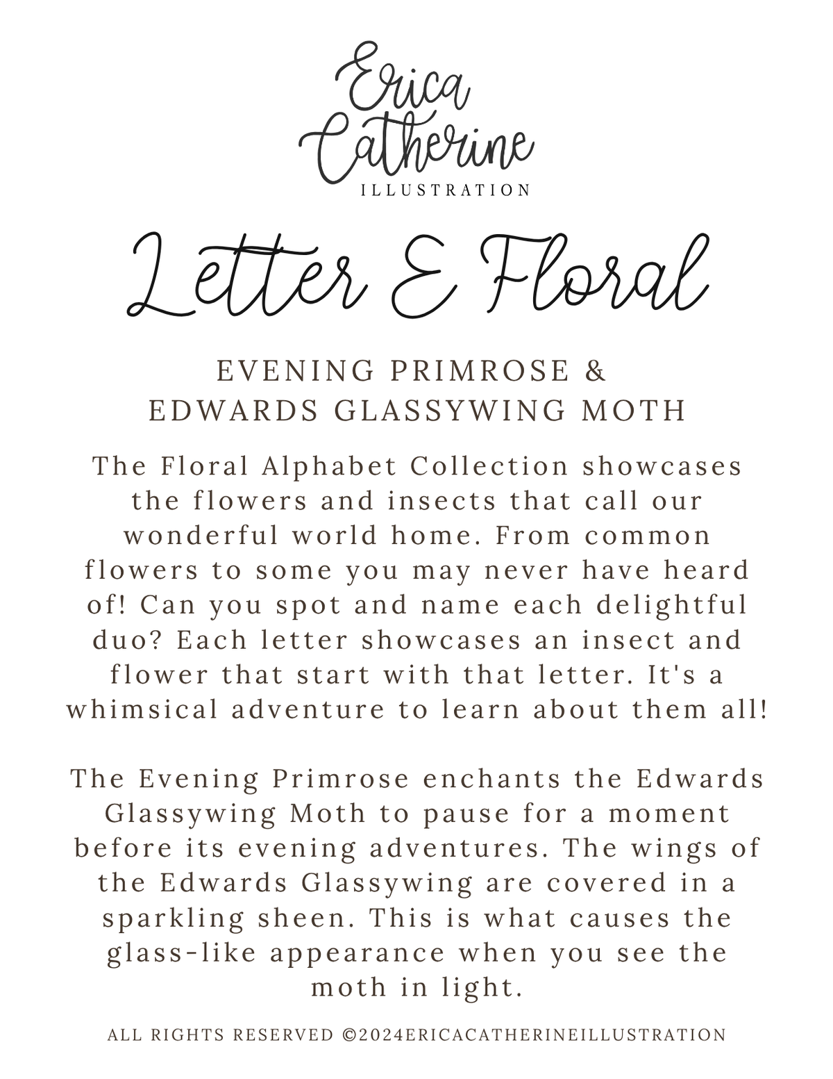 Letter E Floral Initial Art Print