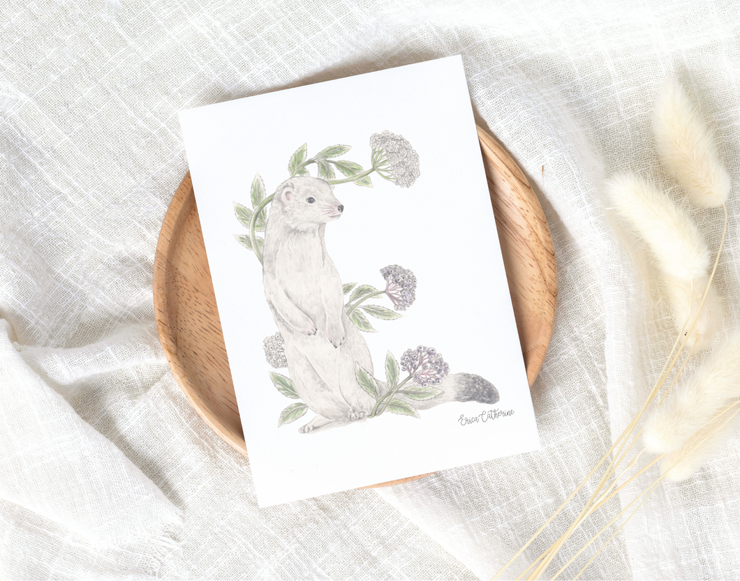 Letter E Woodland Alphabet Fine Art Print