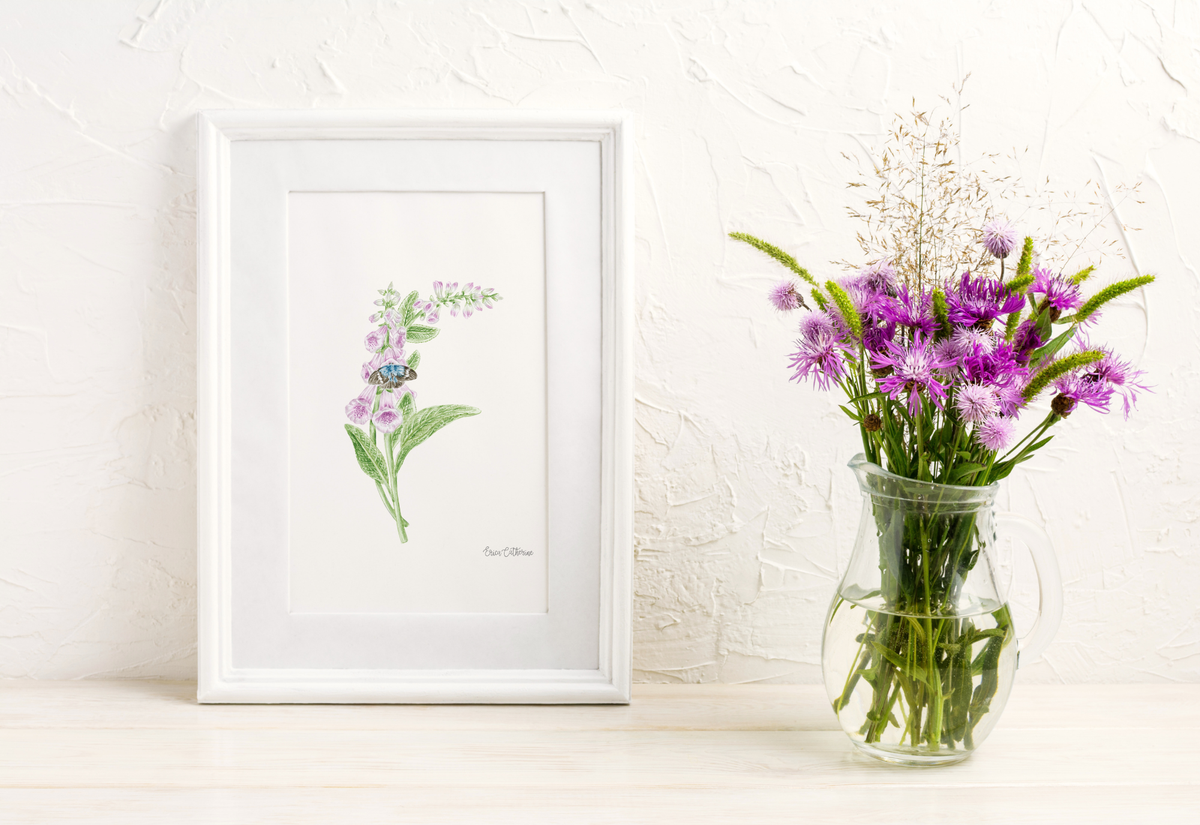 Letter F Floral Initial Print