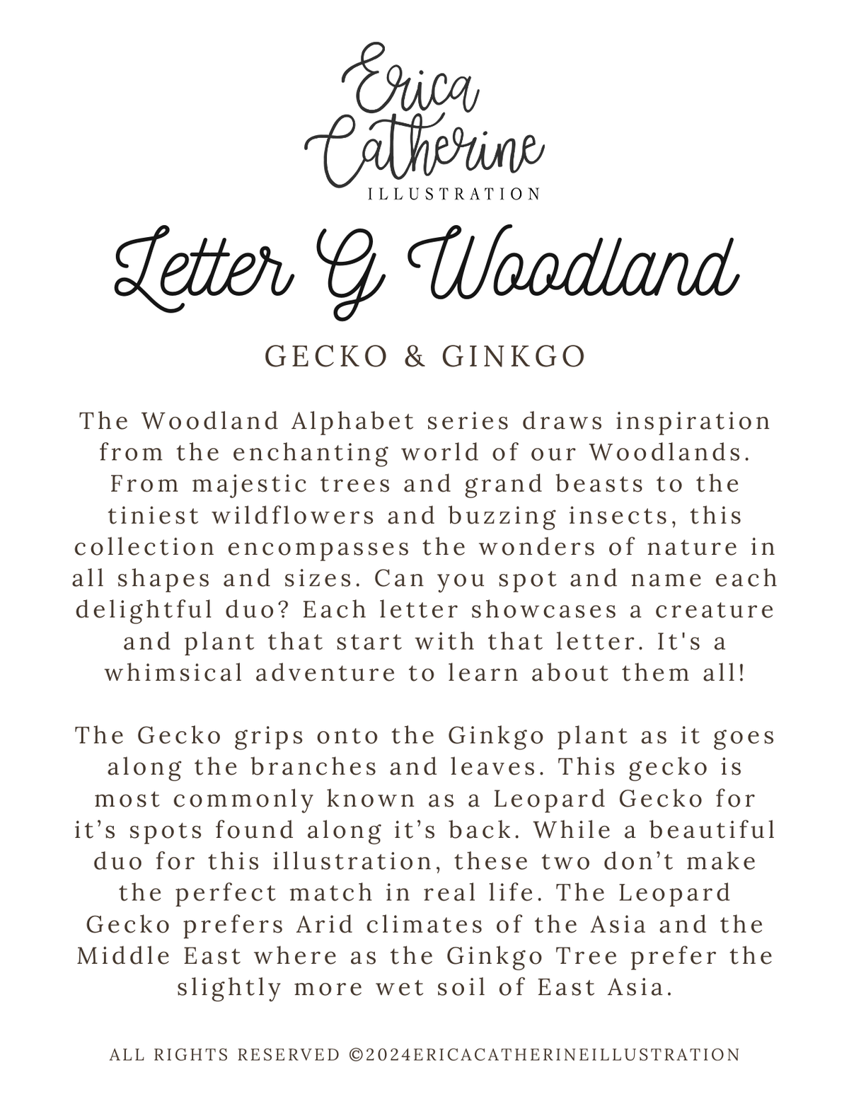 Letter G Woodland Alphabet Fine Art Print
