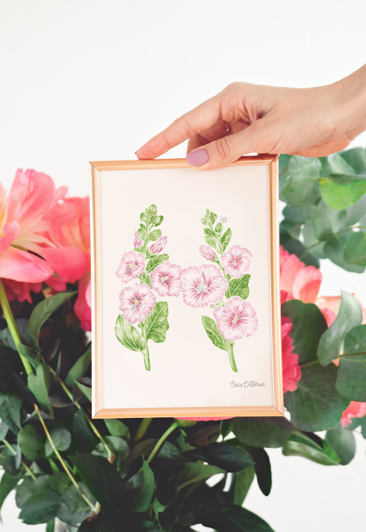 Letter H Floral Initial Art Print