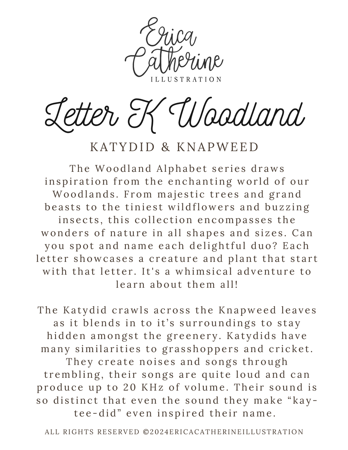 Letter K Woodland Alphabet Fine Art Print