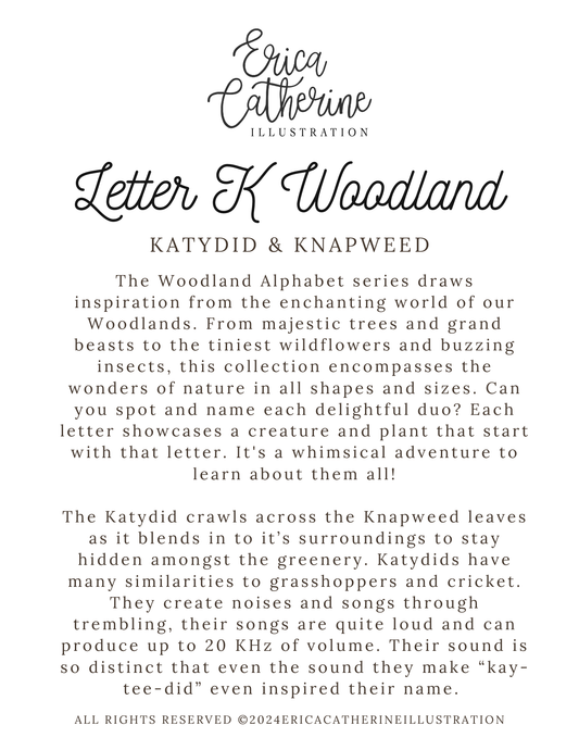 Letter K Woodland Print - Seconds Sale