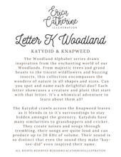Load image into Gallery viewer, Letter K Woodland Alphabet Fine Art Print
