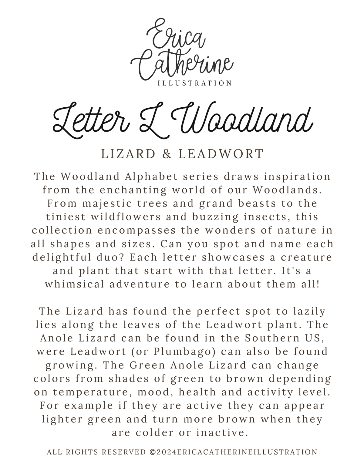 Letter L Woodland Alphabet Fine Art Print
