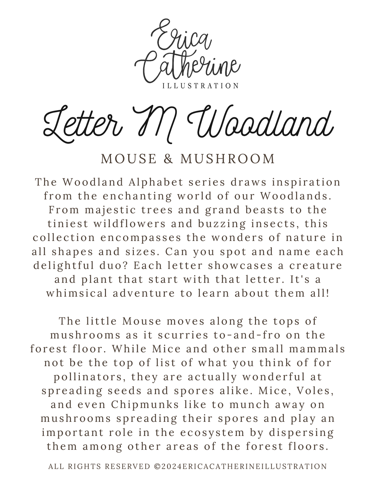 Letter M Woodland Alphabet Fine Art Print