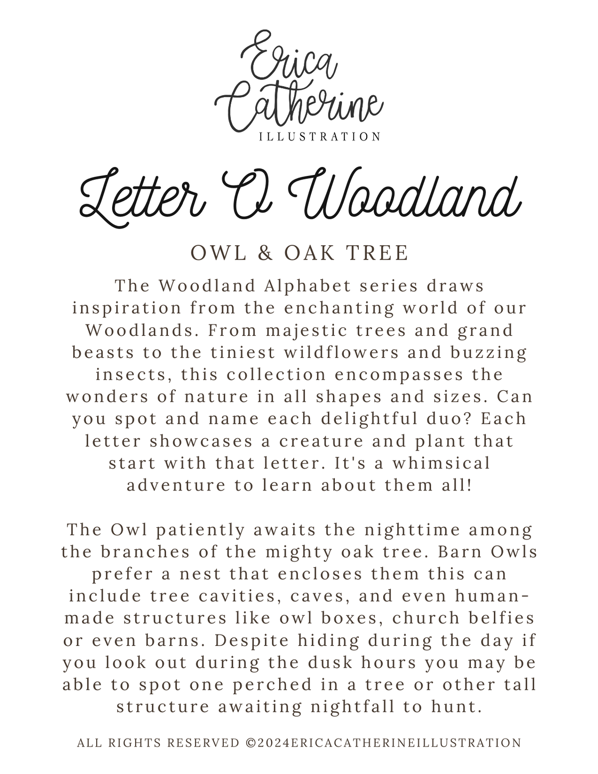 Letter O Woodland Alphabet Fine Art Print