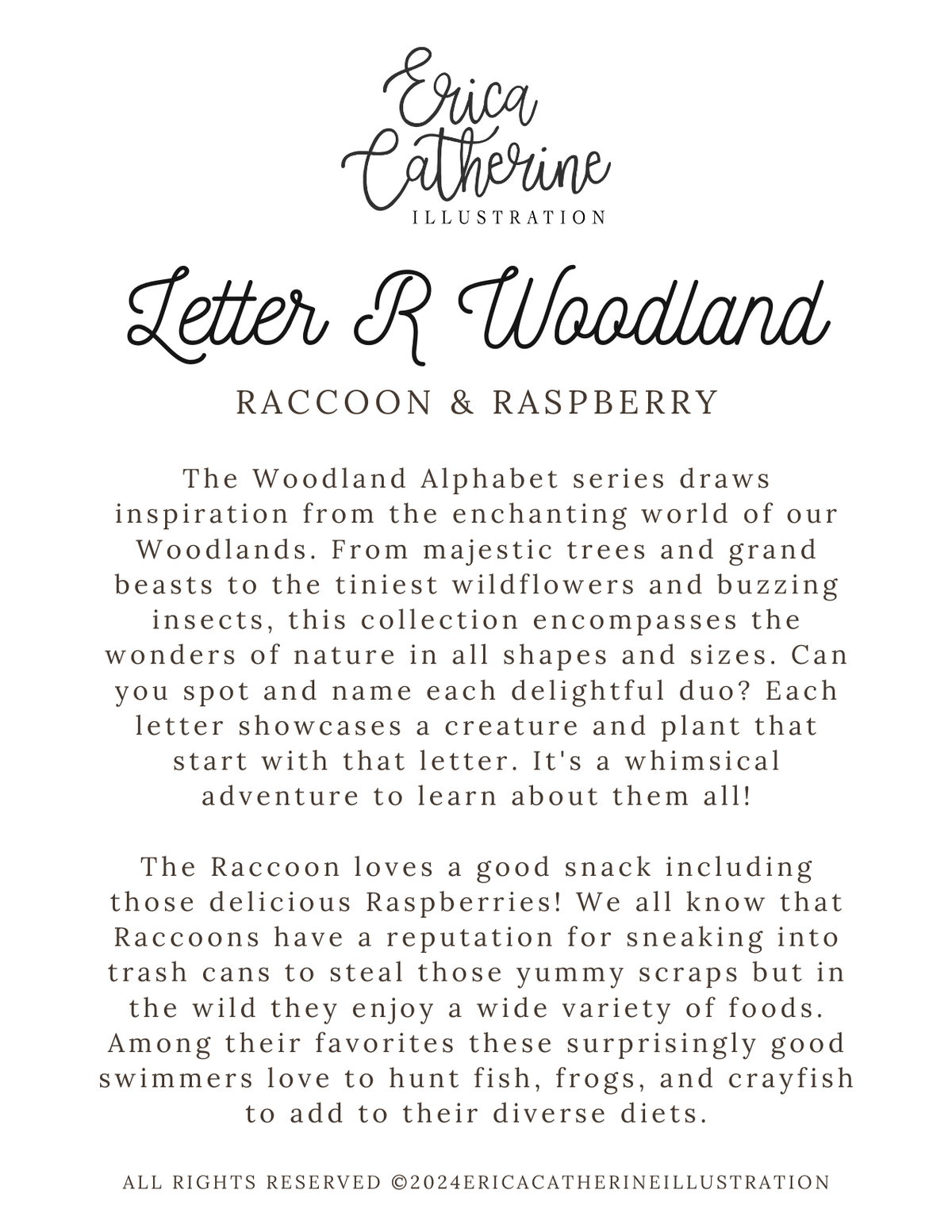 Letter R Woodland Alphabet Fine Art Print