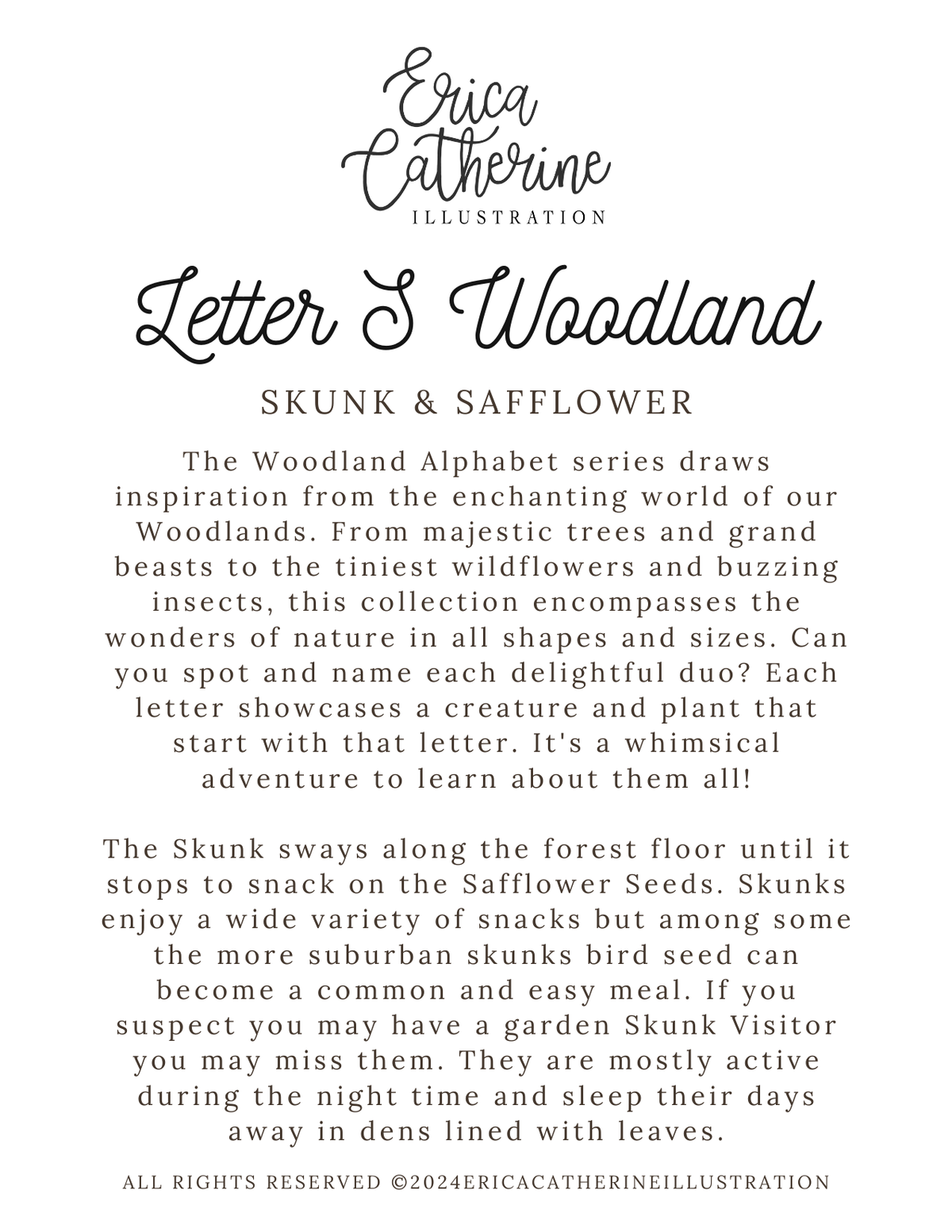 Letter S Woodland Alphabet Fine Art Print