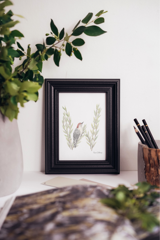 Letter W Woodland Alphabet Fine Art Print