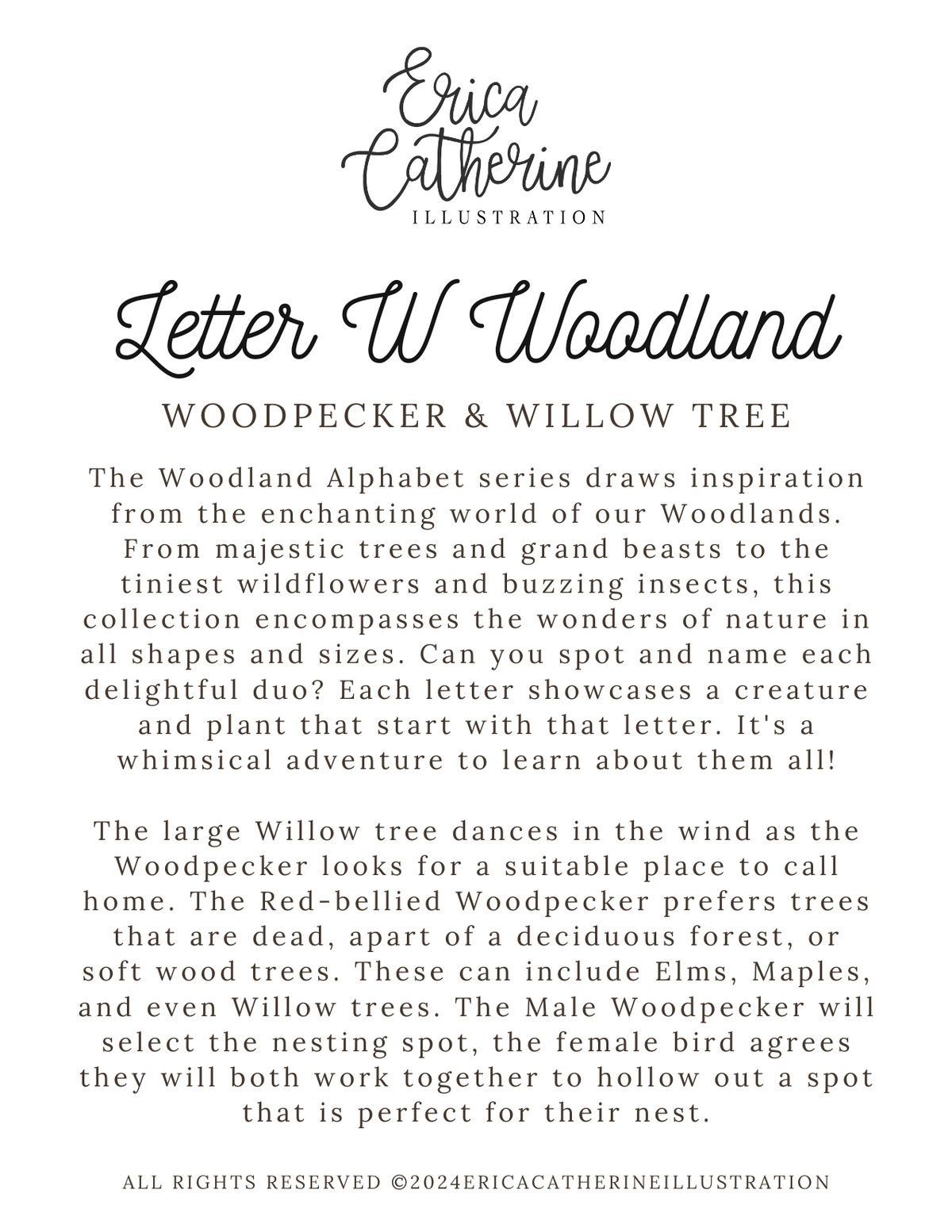 Letter W Woodland Alphabet Fine Art Print