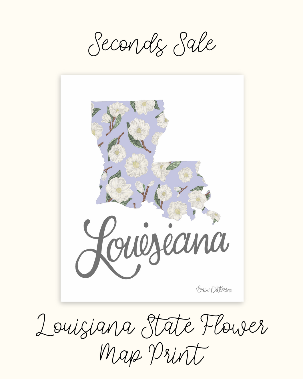 Louisiana State Flower Map Print - Seconds Sale
