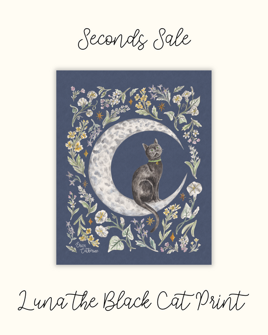Luna the Black Cat Print - Seconds Sale