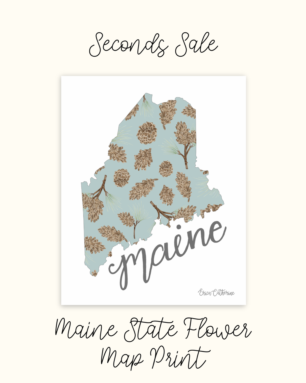Maine State Flower Map - Seconds Sale