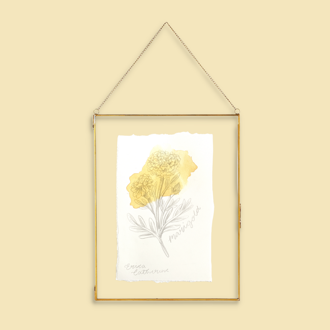 October Birth Flower - Marigold Mini Original Drawing