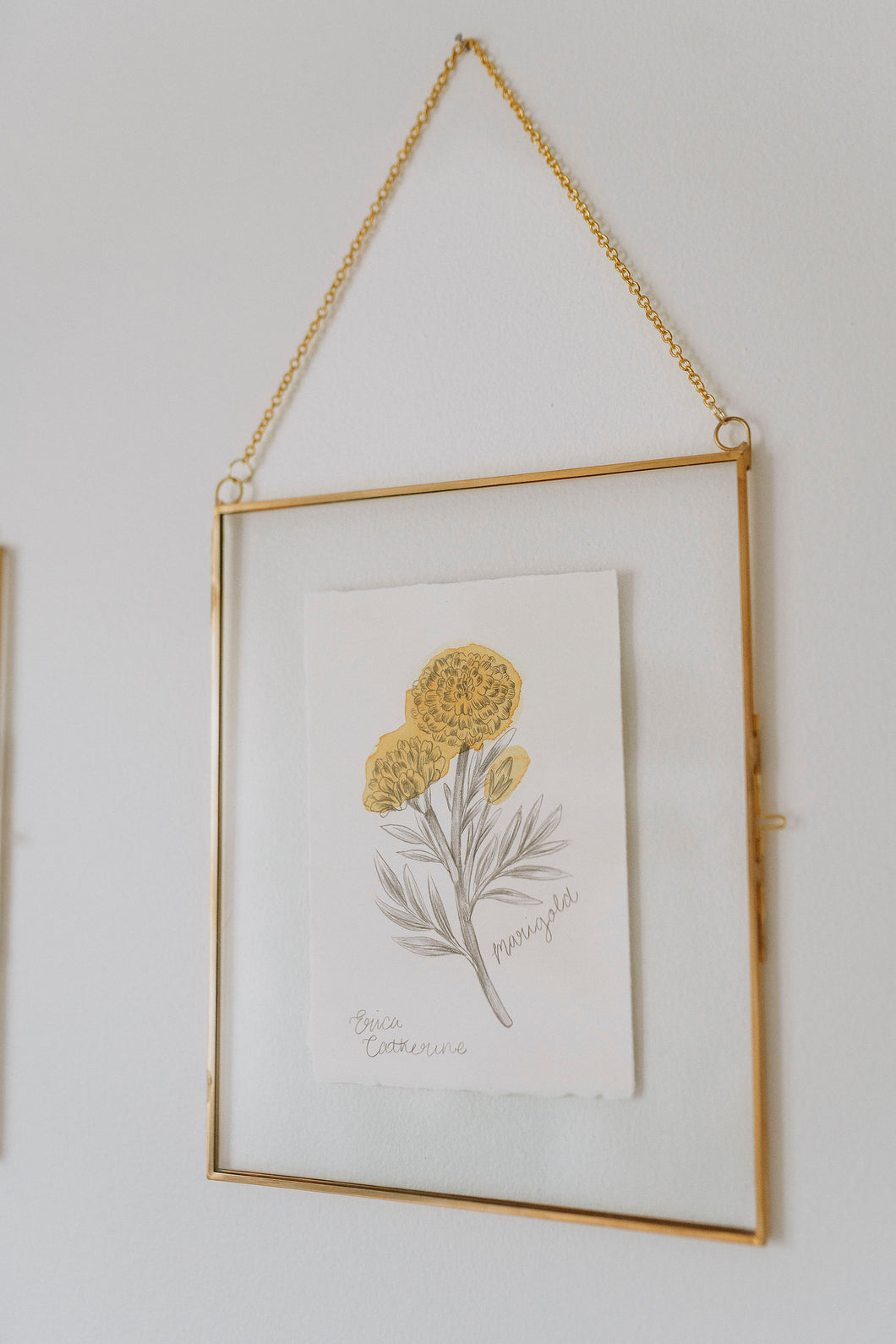 October Birth Flower - Marigold Mini Original Drawing