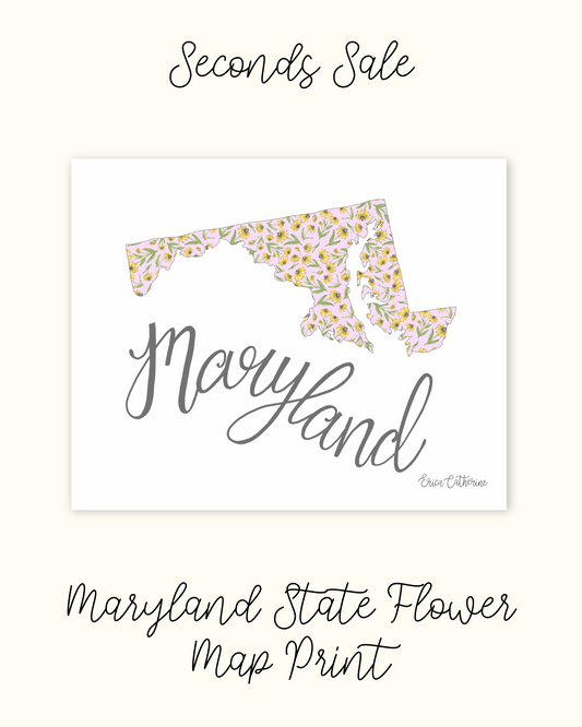Maryland State Flower Map Print - Seconds Sale