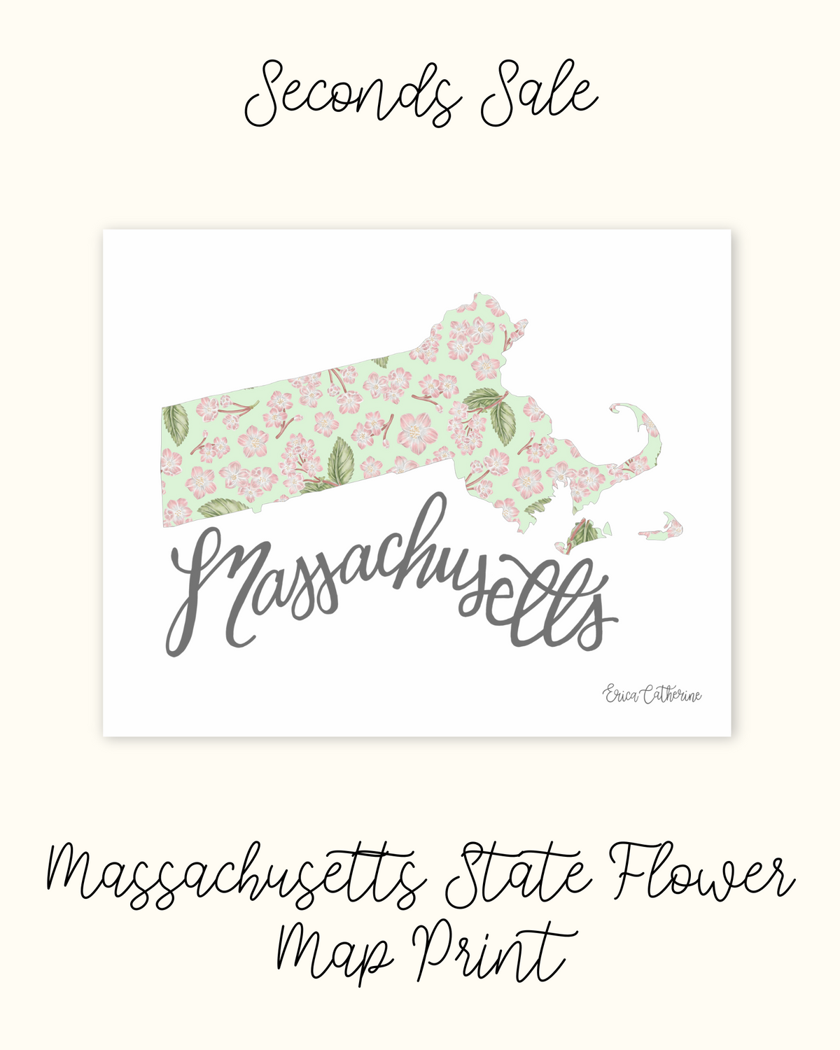 Massachusettes State Flower Map - Seconds Sale