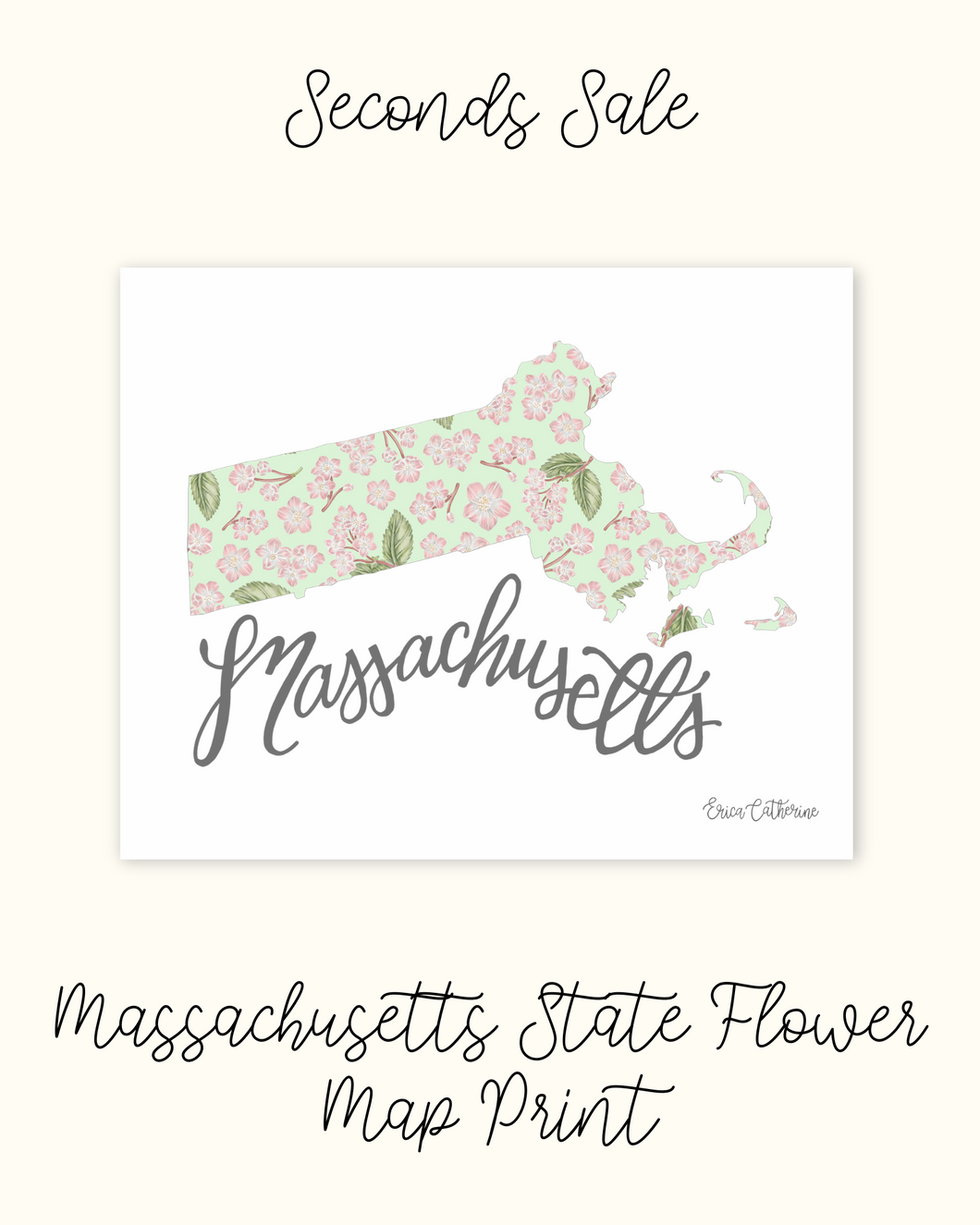 Massachusettes State Flower Map - Seconds Sale