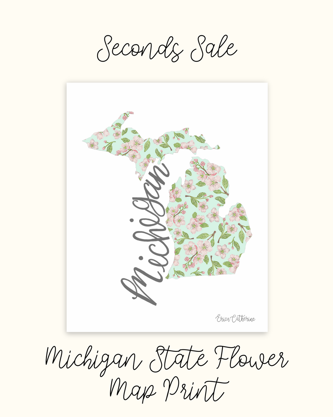 Michigan State Flower Map Print - Seconds Sale