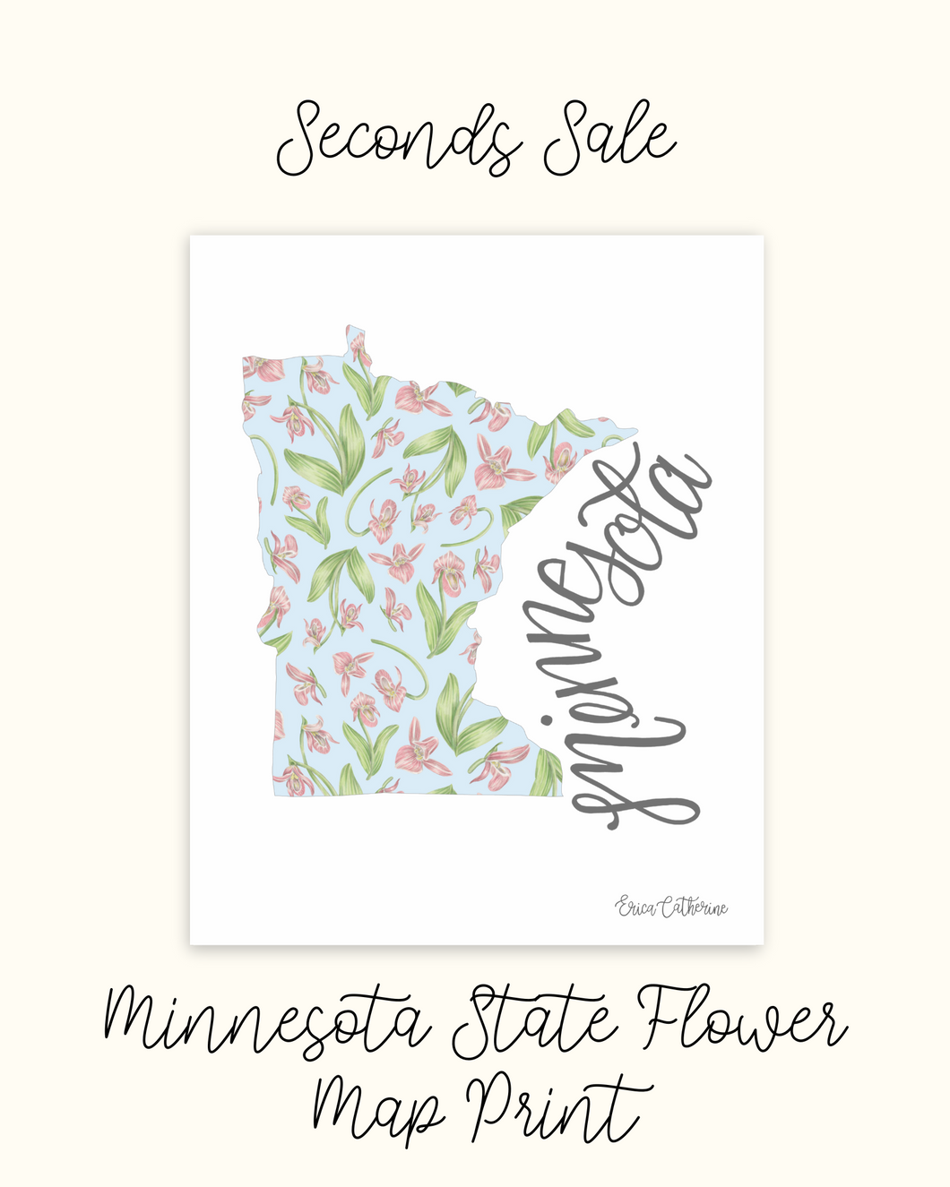 Minnesota State Flower Map - Seconds Sale