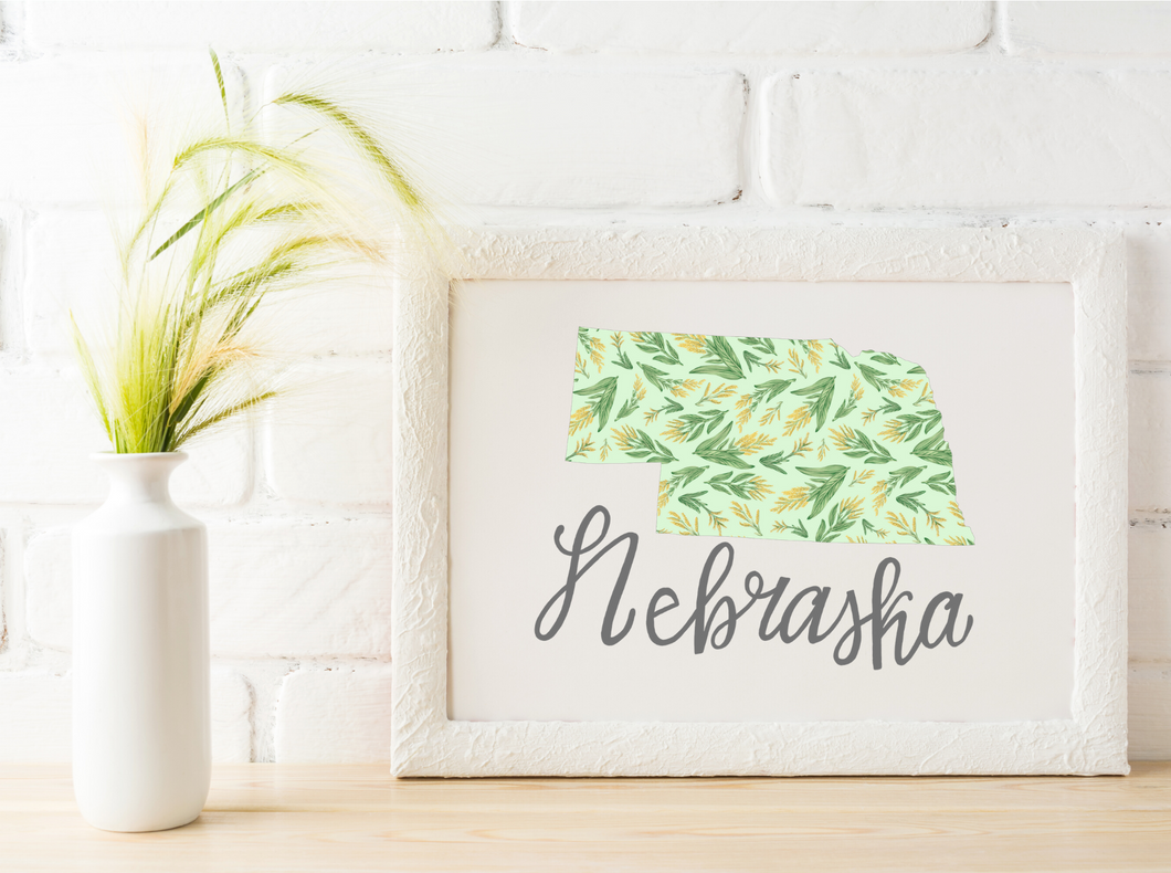 Nebraska State Map Art Print