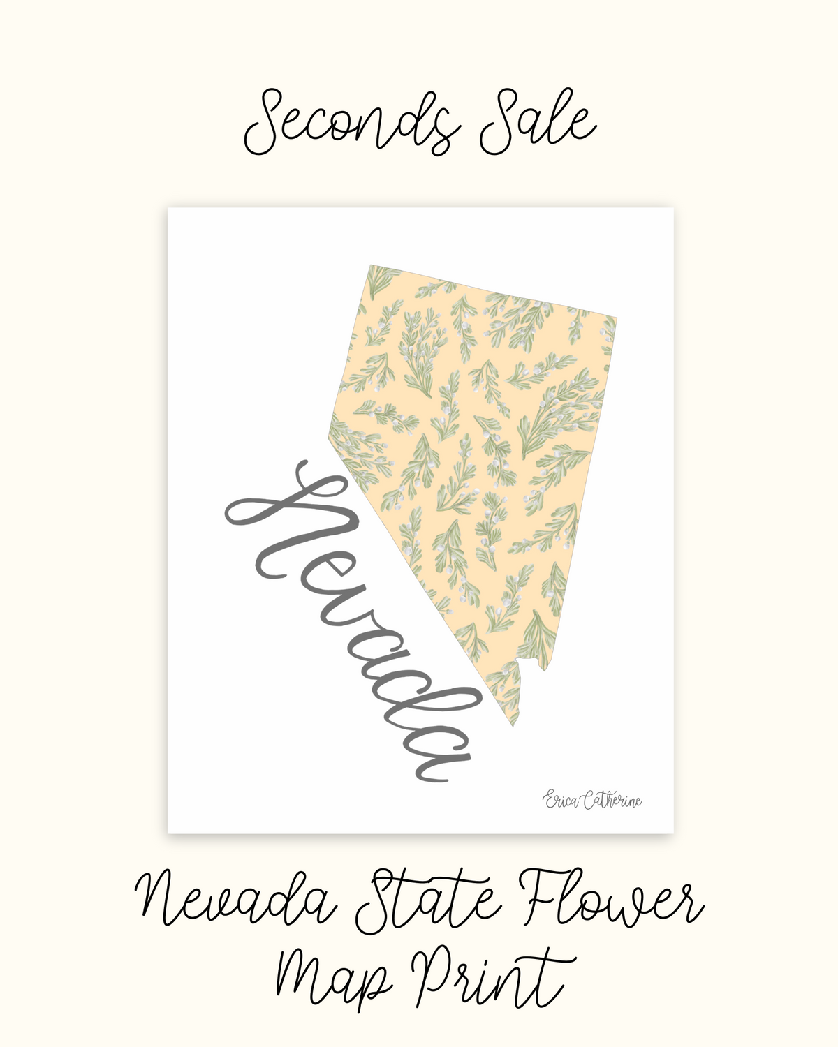 Nevada State Flower Map Print - Seconds Sale