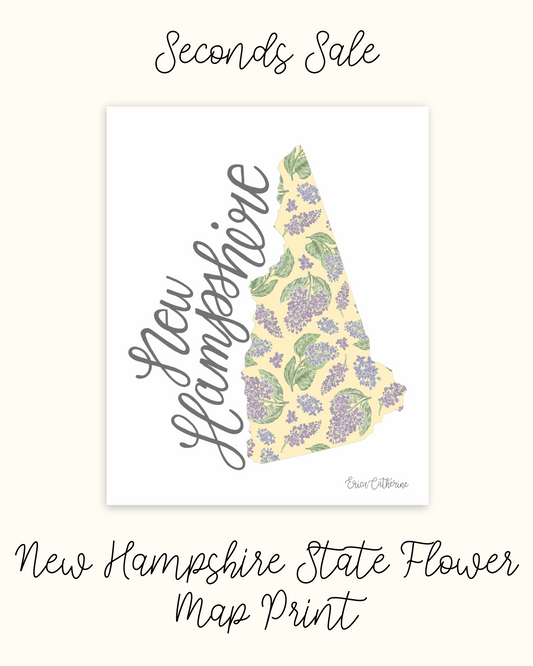 New Hampshire State Flower Map - Seconds Sale