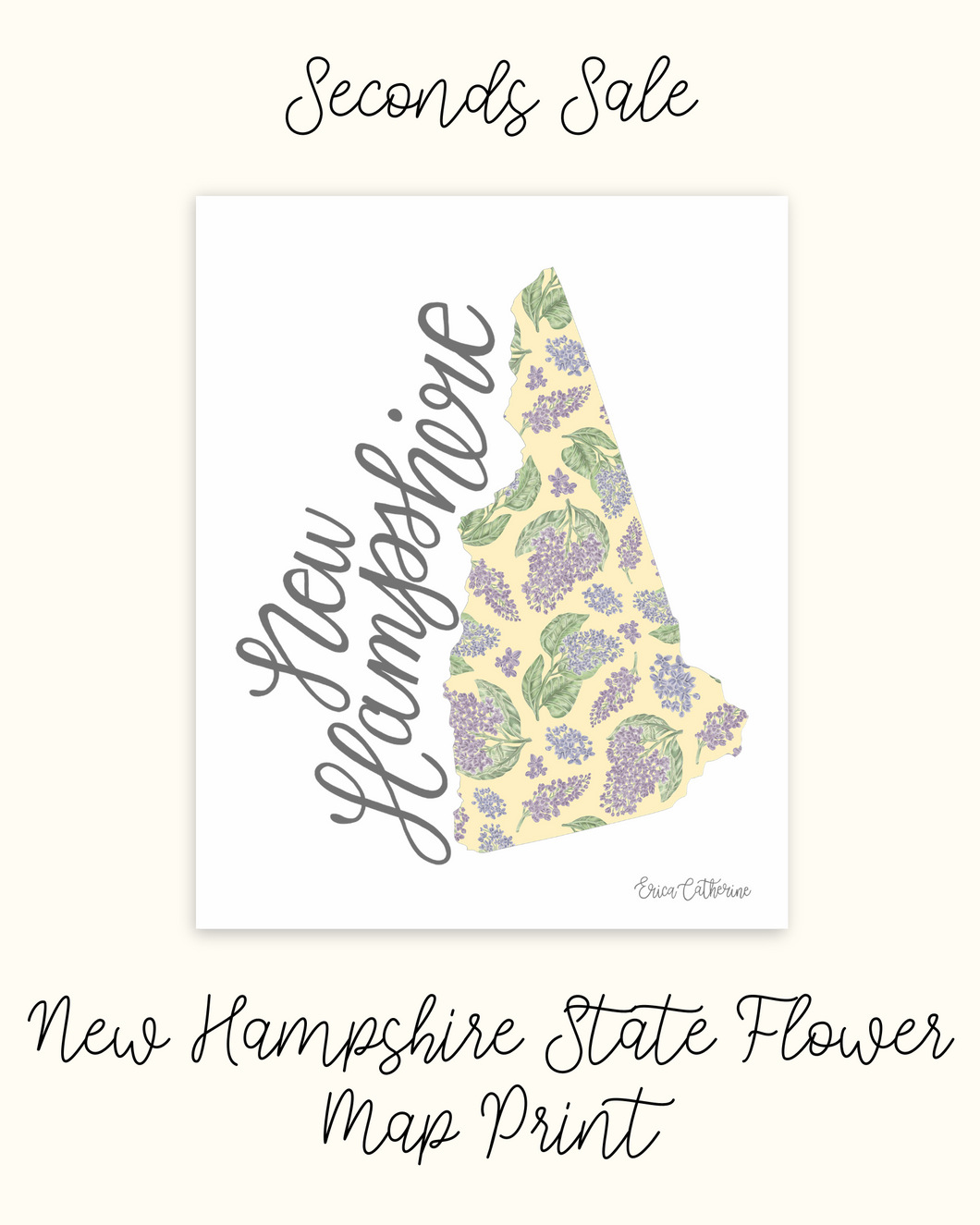 New Hampshire State Flower Map - Seconds Sale