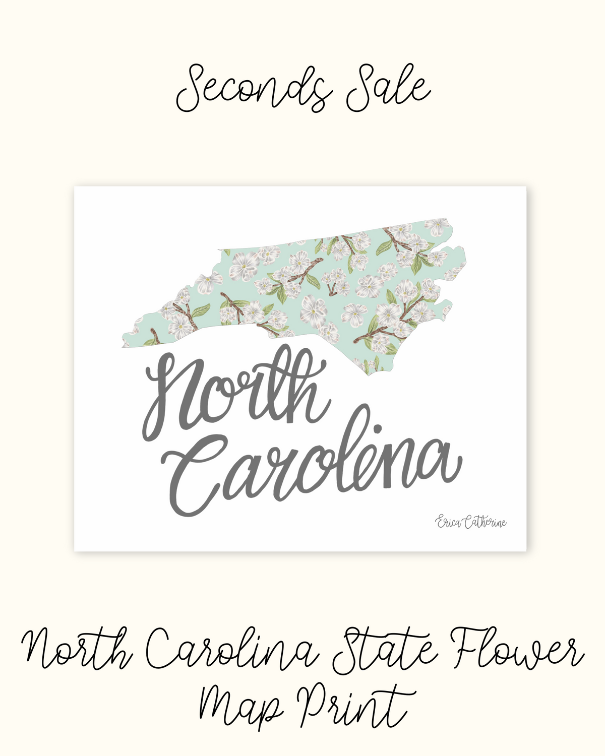 North Carolina State Map Print - Seconds Sale