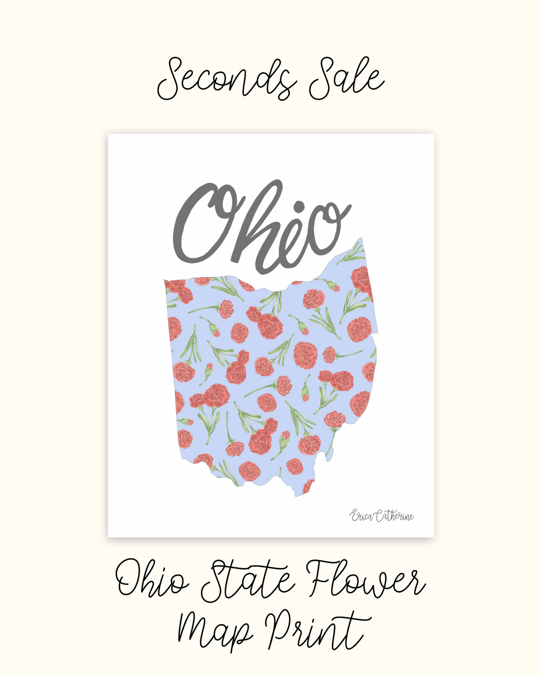 Ohio State Flower Map Print - Seconds Sale