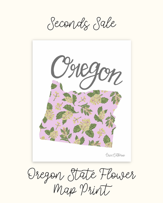Oregon State Flower Map Print - Seconds Sale