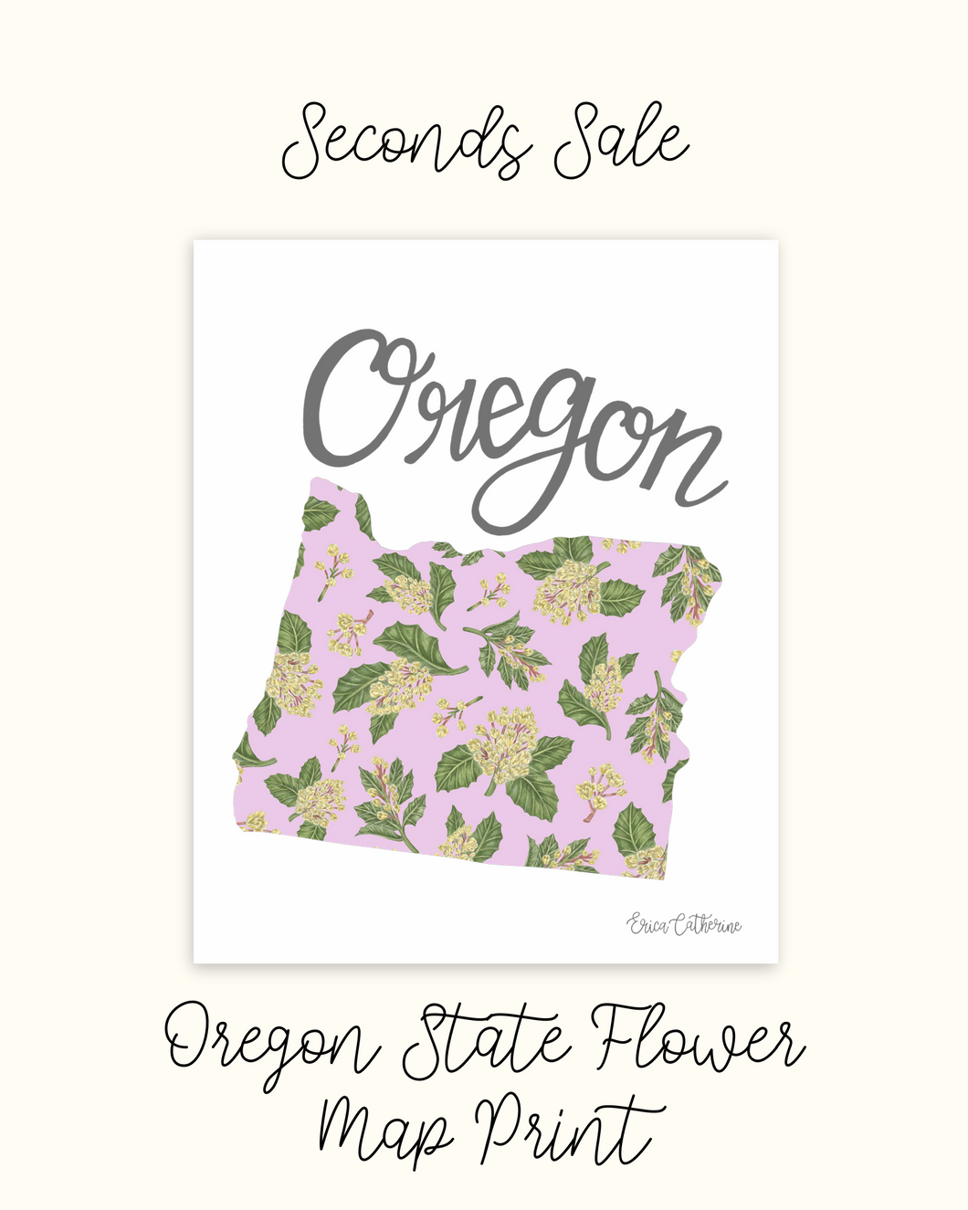 Oregon State Flower Map Print - Seconds Sale