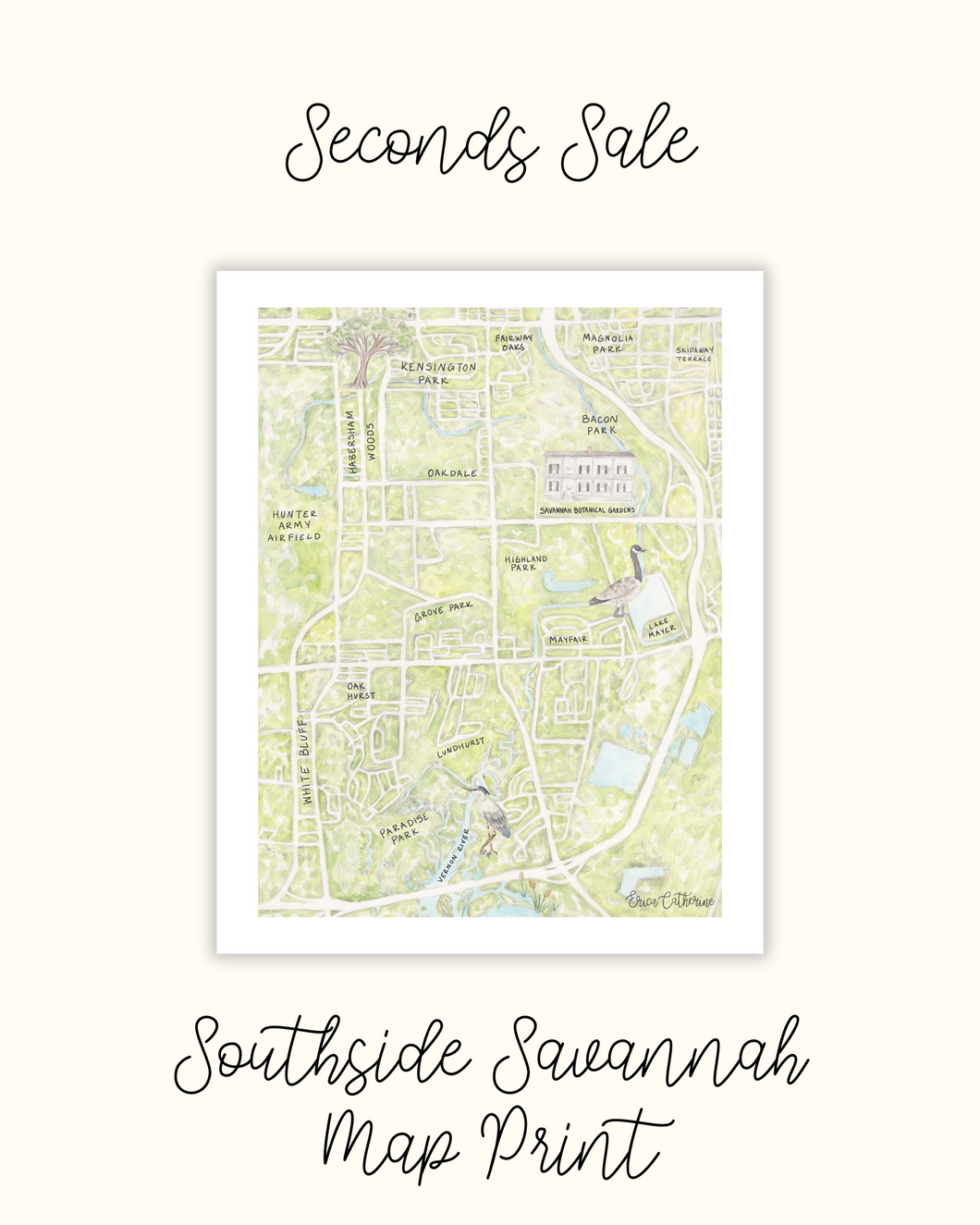 Southside Savannah Map Print - Seconds Sale