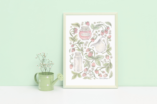 Strawberries and Cream Print