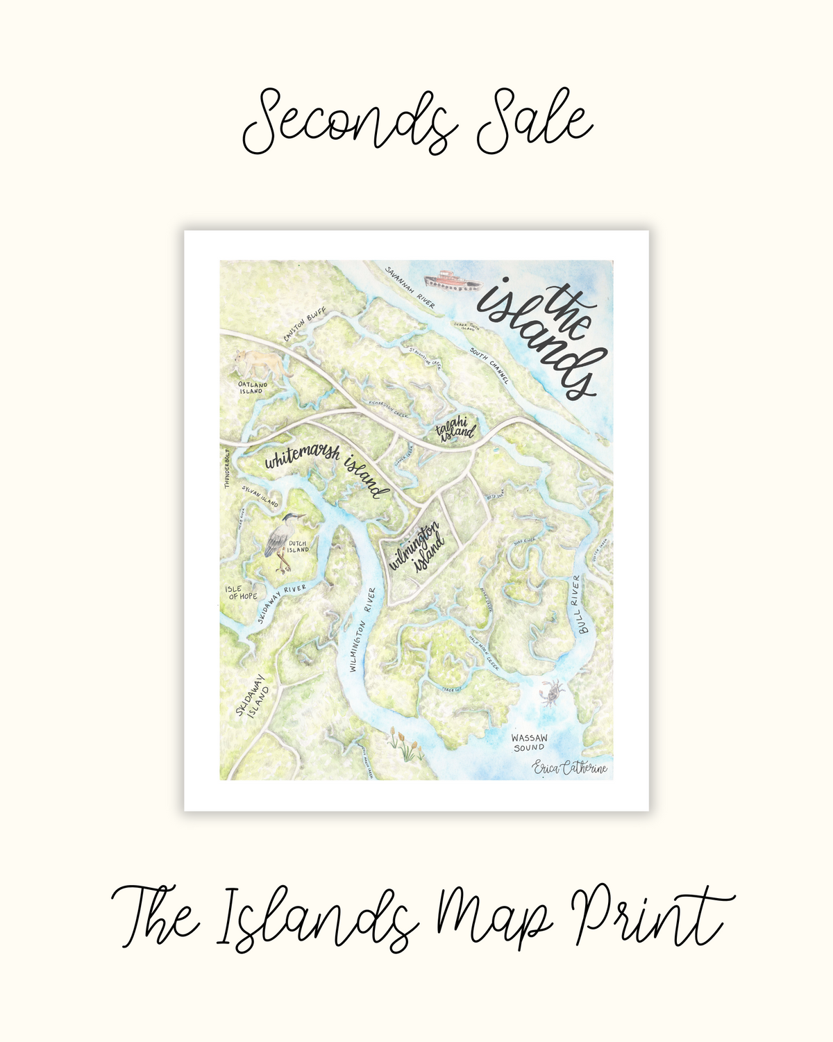 The Islands of Savannah Map Print - Seconds Sale