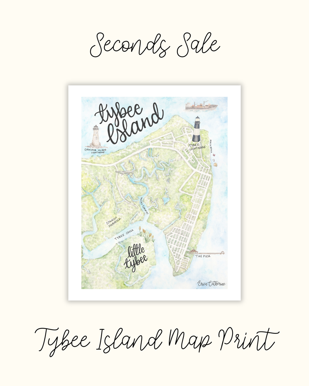 Tybee Island Map Print - Seconds Sale