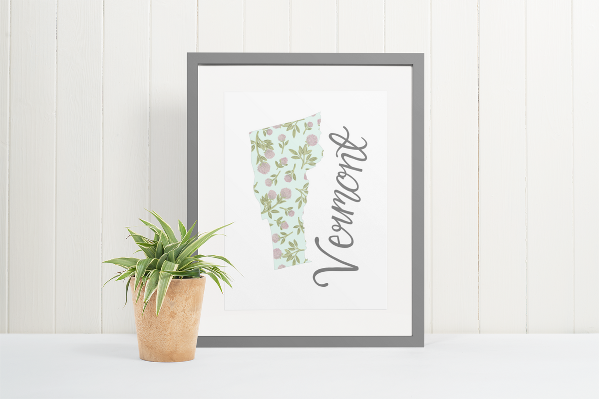 Vermont State Map Art Print