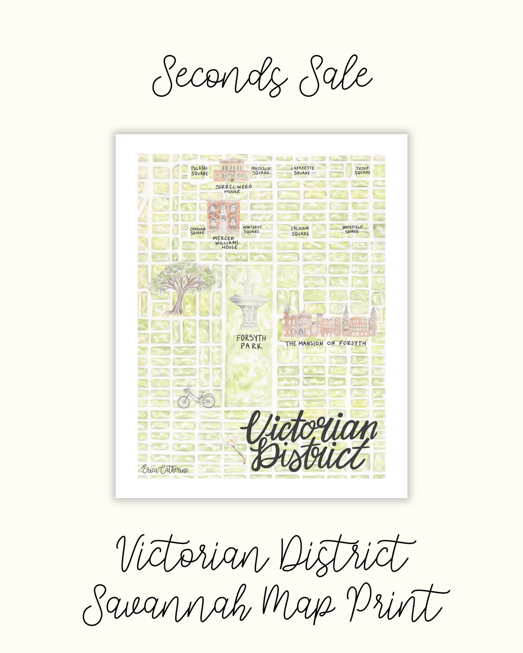 Victorian District Savannah Map Print - Seconds Sale