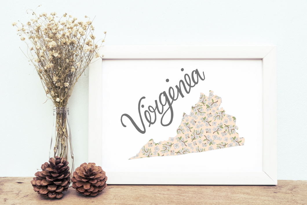 Virginia State Map Art Print