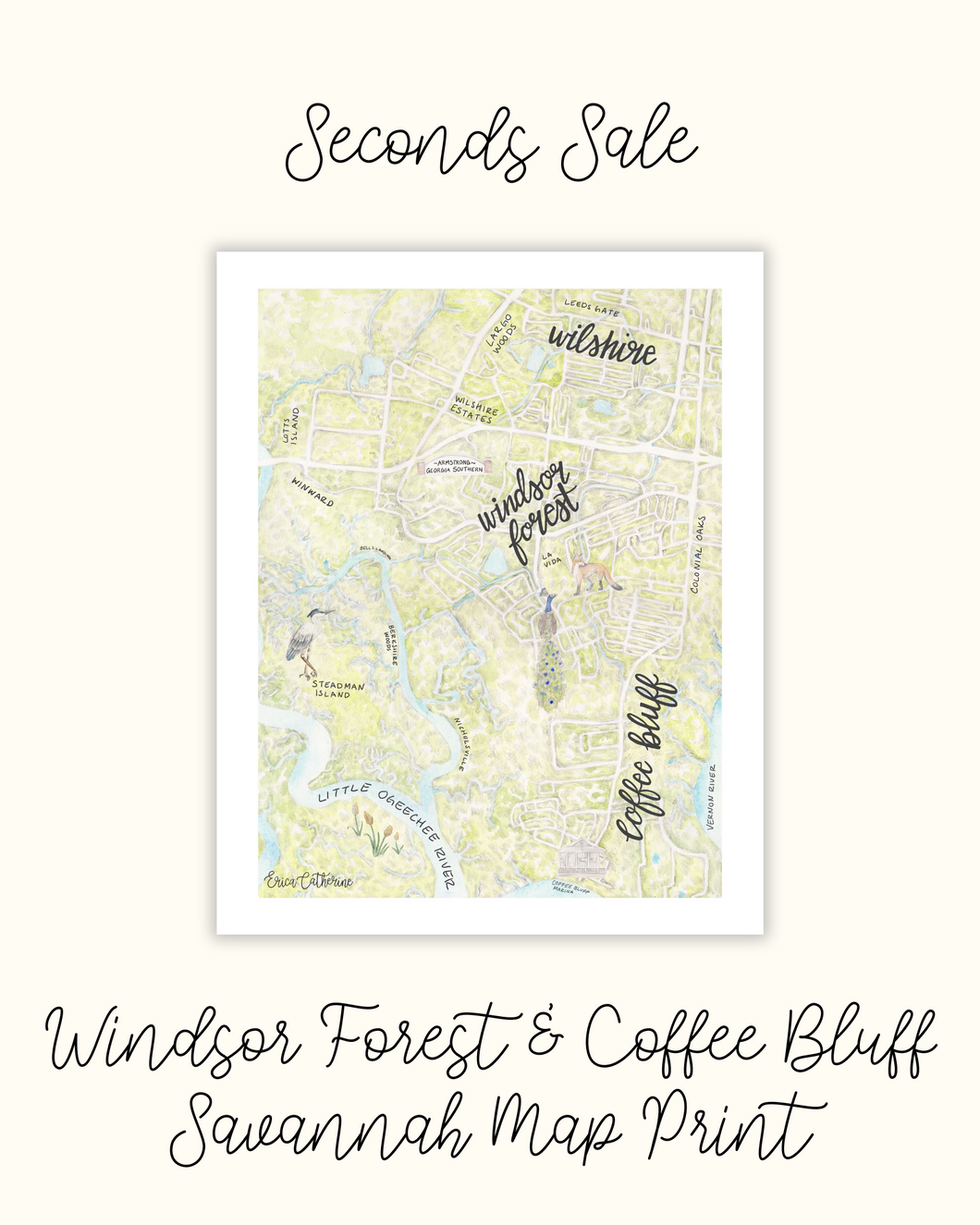 Windsor Forest & Coffee Bluff Savannah Map Print - Seconds Sale
